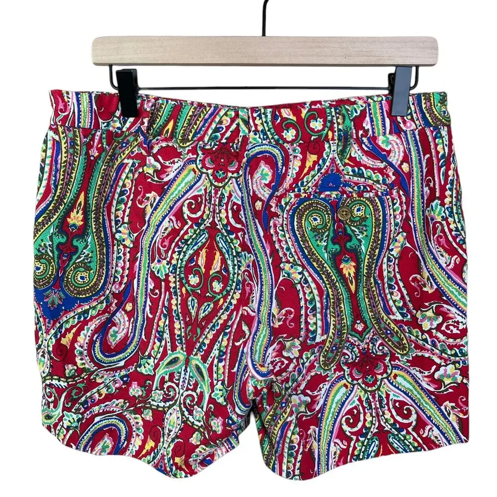 Lauren Ralph Lauren Paisley Print Shorts Size 10 Colorful Boho 100% cotton‎